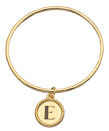 Lisa Stewart Gold Coventry Bangle Bracelet with Personalized Initial Drop
