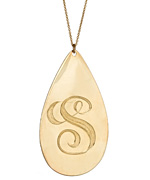 Lisa Stewart Large Monogrammed Teardrop Pendant Necklace