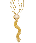Liz Palacios Gold Crystal and White Caboche Pendant Chains Necklace