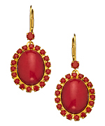 Liz Palacios Red Caboche and Swarovski Crystal Drop Earrings