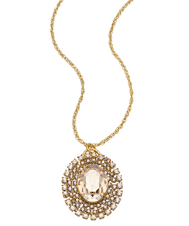 Liz Palacios Triple Row Oval Pendant Necklace