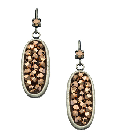 Liz Palacios Silver and Rose Gold Crystal Oval Drop Earrings
