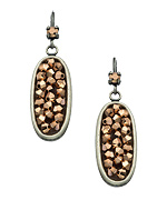Liz Palacios Silver and Rose Gold Crystal Oval Drop Earrings