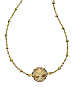 Liz Palacios Gold Beaded Chain and Crystal Pendant Necklace