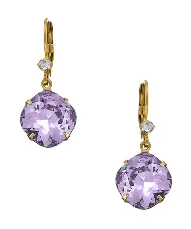 Liz Palacios Gold Jonquil and Violet Crystal Drop Earrings