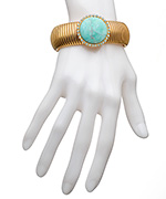 Liz Palacios Turquoise Cabochon Gold Bracelet