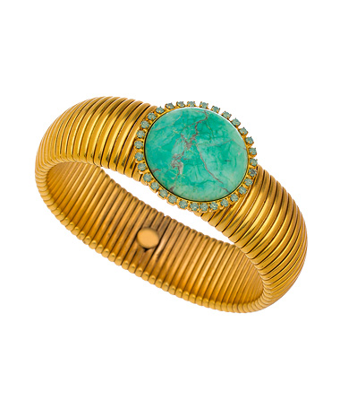 Liz Palacios Turquoise Cabochon Gold Bracelet