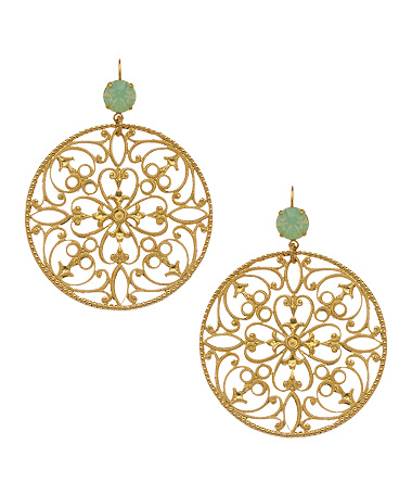 Liz Palacios Chrysolite Opal Fancy Filigree Hoops