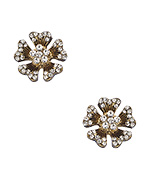 Lolita Jewelry Antique Gold and Crystal Flower Stud Earrings