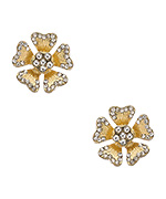 Lolita Jewelry Gold and Crystal Flower Stud Earrings