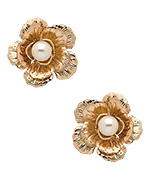 Lolita Jewelry Vintage Gold and Pearl Flower Earrings