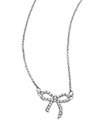 Lolita Jewelry Silver and Crystal Studded Bow Pendant Necklace