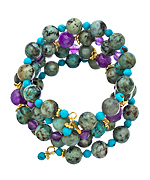 Minu Jewels Gold Amethyst and Turquoise Beaded Wrap Bracelet