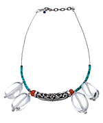 Minu Jewels Silver Quartz Carnelian and Turquoise Necklace