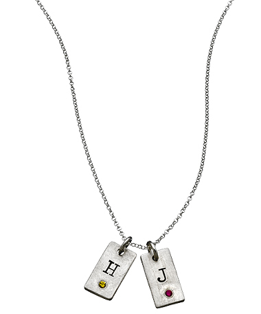 Urban Sweetpea Mod Mommy Double Birthstone Initial Tag Necklace