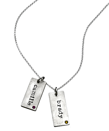 Urban Sweetpea Mod Mommy Double Birthstone Name Tag Necklace