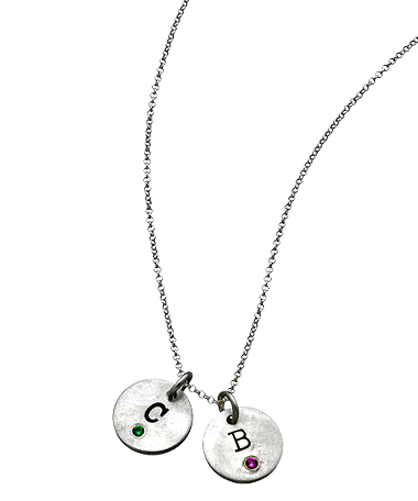 Urban Sweetpea Mod Mommy Double Birthstone Initial Disc Necklace