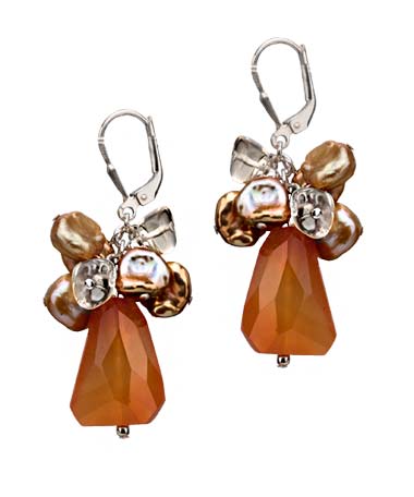 M Pearl Golden Kesishi Carnelian Earrings