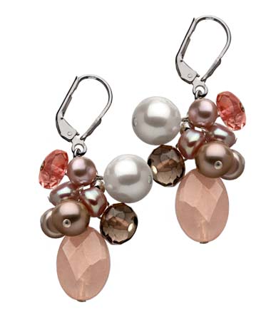 M Pearl Pink Champagne Cluster Earrings