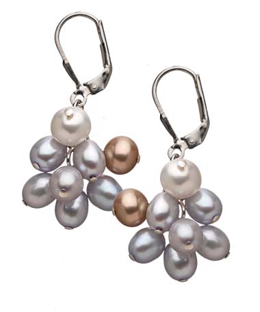 M Pearl Baby Blue Pearl Cluster Earrings