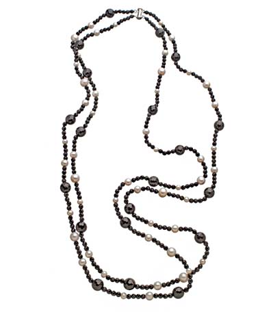 M Pearl Double Layer Black Onyx Pearl Necklace