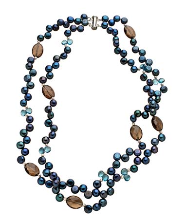 M Pearl Royal Blue Mystic Quartz Pearl Necklace