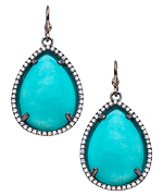Madison Precious Jewels Silver Sapphire and Amazonite Teardrop Earrings
