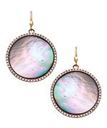 Madison Precious Jewels Rose Gold Sapphire and Mother of Pearl Drop Earrings