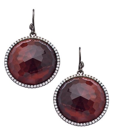 Madison Precious Jewels Silver Sapphire and Red Tiger's Eye Drop Earrings