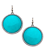 Madison Precious Jewels Silver Sapphire and Amazonite Drop Earrings