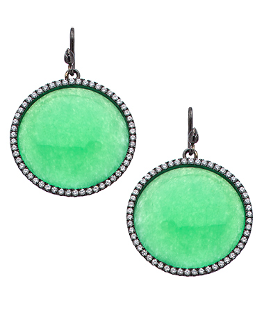Madison Precious Jewels Silver Sapphire and Green Jade Drop Earrings