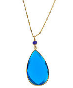 Mali Sabatasso Gold and Topaz Sapphire Teardrop Pendant Necklace