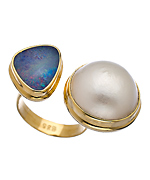 Mali Sabatasso Gold Pearl and Opal Ring