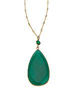 Mali Sabatasso Gold and Emerald Teardrop Pendant Necklace