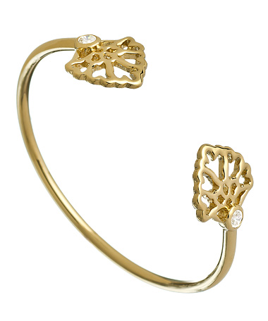 Matterial Fix Gold and CZ Floral Bangle Bracelet