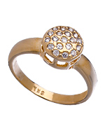 Gold and Pave CZ Round Ring