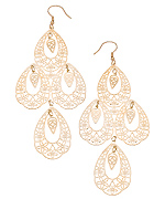 Gold Filigree Four Teardrop Earrings