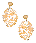 Gold Filigree Large Teardrop Earrings