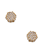 Gold and Pave CZ Stud Earrings