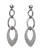 Crystal Oval Hoop Triple Drop Earrings