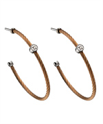 Diamond Drop Gold Hoop Earrings