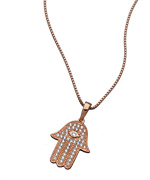 Rose Gold Crystal Hamsa Pendant Necklace