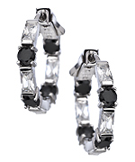 Black & White CZ Hoop Earrings