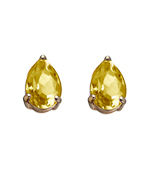 Gold Citrine Teardrop Stud Earrings