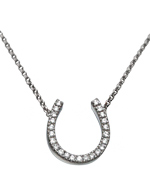 White Gold Horse Shoe Diamond Pave Necklace