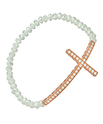 White Agate Cross Stretch Bracelet