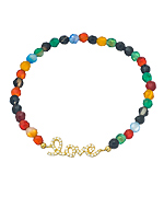 Beaded Multicolor and CZ Love Stretch Bracelet