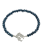 Beaded Hematite and CZ Kiss Stretch Bracelet