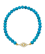 Beaded Turquoise and CZ Evil Eye Stretch Bracelet