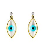 Gold Rimmed Evil Eye Drop Earrings